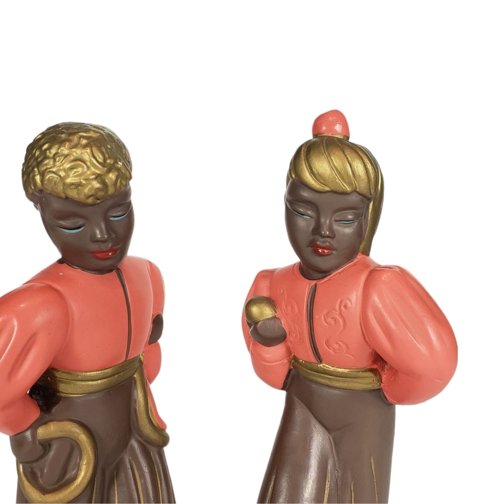 Vintage Alexander Backer ABCO Chalkware Mid Century MCM Nubian Dancers Figurine - Picture 2 of 16